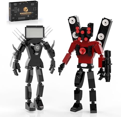 Nubee Skibidi Toilet Toy Building Set, Titan Tv Man and Titan Speakerman 2-in-1 Action Figure Building Kit, Fun Character Meme Toys Idea Gift for Kid Boys (422Pcs)